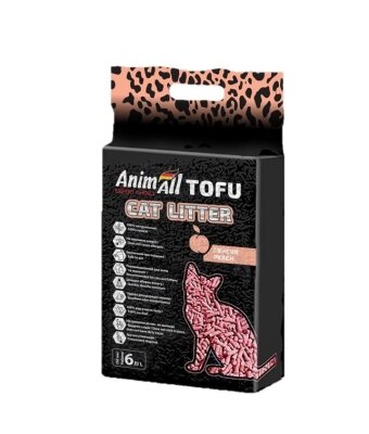 Наповнювач для туалету AnimAll ТОФУ з ароматом персика, 2,6 кг (6 л)