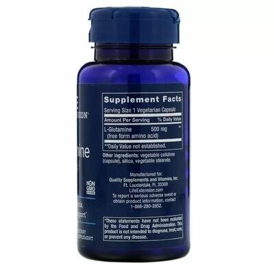 L-глутамін Life Extension L-Glutamine 500 мг, 100 капсул