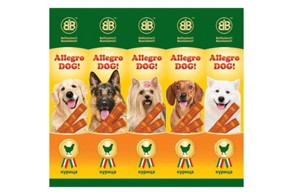Ковбаски жувальні для собак B&B Allegro Dog з куркою 5 штук по 10 г