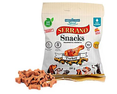 Ласощі для собак Mediterranean Natural Serrano Snacks з індичкою, 100 г