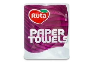 Паперові рушники Ruta Universal 62 відривів, 2 шари, білі в рулонах, 2 штуки
