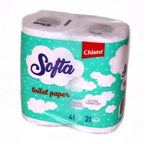 Туалетний папір Chisto Softa 2-х шаровий, 4 рулона