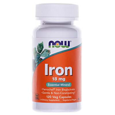Залізо NOW Iron 18 мг вег. капсули №120