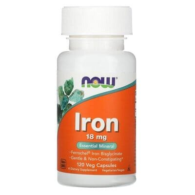 Залізо NOW Iron 18 мг вег. капсули №120