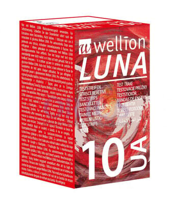 Тест-смужки Wellion Luna Trio для тестування рівня сечової кислоти в крові, 10 штук