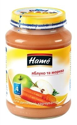 Пюре фруктово-овочеве Hame Яблуко та морква, 190 г