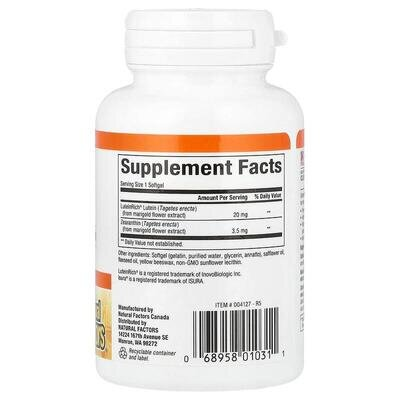 Лютеїн Natural Factors Lutein 20 мг, 30 гелевих капсул