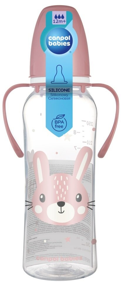 Пляшечка Canpol Babies Cute Animals 11/845_pin з ручками рожева, 250 мл