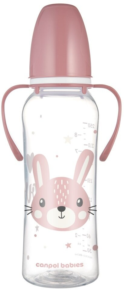 Пляшечка Canpol Babies Cute Animals 11/845_pin з ручками рожева, 250 мл