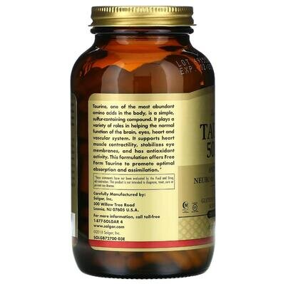 Таурин Solgar Taurine 500 мг вег. капсули №100