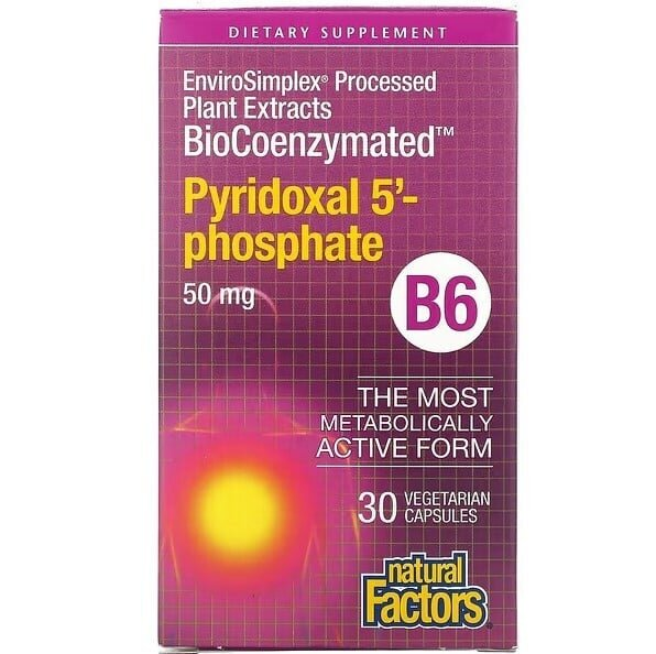 Піридоксал-5-фосфат B6 Natural Factors BioCoenzymated Pyridoxal 5- Phosphate B6 50 мг, 30 вегетаріанських капсул