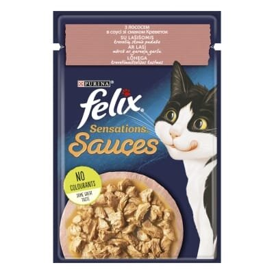 Корм вологий для котів Purina Felix Sensations Sauces лосось із креветками, 85 г