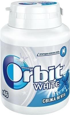 Жувальна гумка Orbit White без цукру Свіжа м'ята, банка, 46 штук