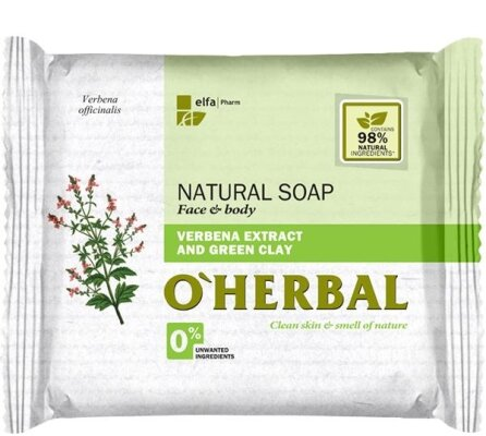 Мило тверде O'Herbal з екстрактом вербени і зеленою глиною, 100 г