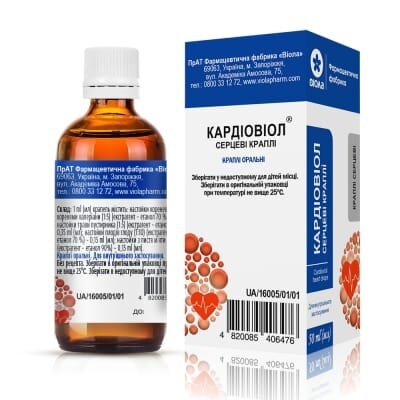 Кардіовіол краплі ор. по 100 мл у флак. з проб.-крап.