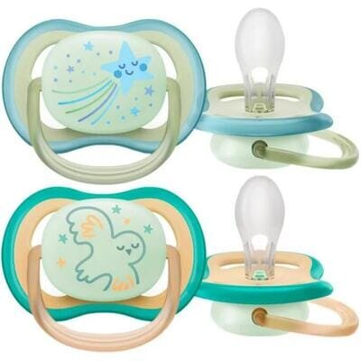 Пустушка силіконова Philips Avent Ultra Air Nighttime SCF376/18, 0-6 місяців, 2 шт