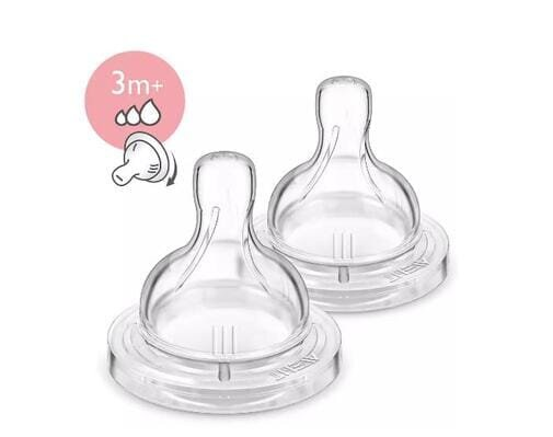 Соска силіконова Philips Avent Natural SCF635/27, змінний потік, з прорізом, від 3 місяців, 2 шт