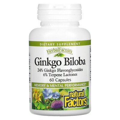 Гінкго білоба Natural Factors HerbalFactors Ginkgo Biloba, 60 капсул