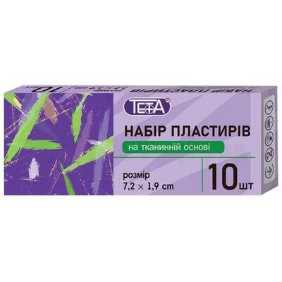 Пластир бактерицидний Teta на тканій основі 1,9 см х 7,2 см, 10 штук