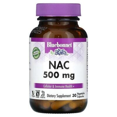 Аминокислота N-Ацетил-L-Цистеин 500 мг Bluebonnet Nutrition NAC, 30 гелевих капсул