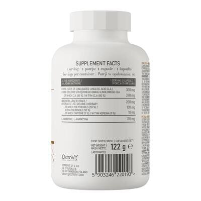 Жироспалювач OstroVit CLA + Green tea + L-carnitine, 90 капсул