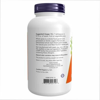 Пшенична трава NOW Organic Wheat Grass порошок, 255 г