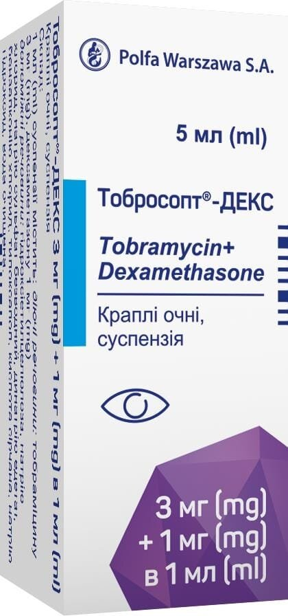 Тобросопт-декс краплі оч., сусп. 3 мг/1 мг/мл по 5 мл у флак.-крап.