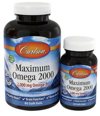 Омега Carlson Labs Maximum Omega 2000 мг, 90 + 30 капсул