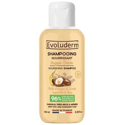 Шампунь Evoluderm для сухого та пошкодженого волосся живильний з аргановою олією, 100 мл
