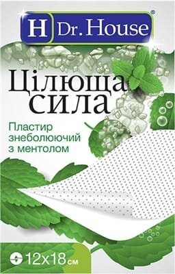 Пластир медичний Dr. House Цілюща сила знеболюючий з ментолом, перфорований, 12 см х 18 см, 1 штука