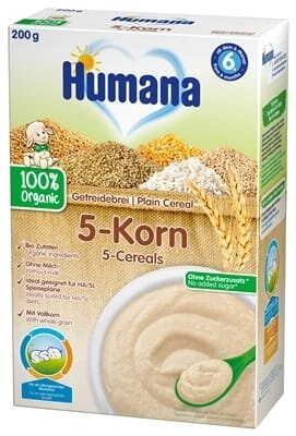 Каша безмолочна Humana органічна цільнозернова 5 Злаків для дітей з 6 місяців, 200 г
