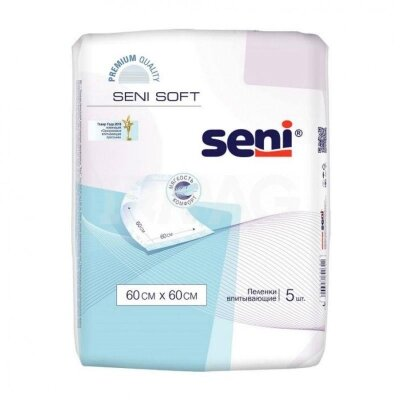 Пелюшки Seni Soft одноразові гігієнічні 60х60 см, 5 шт