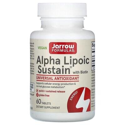 Альфа-ліпоєва кислота з біотином Jarrow Formulas Alpha Lipoic Sustain with Biotin 300 мг, 60 таблеток