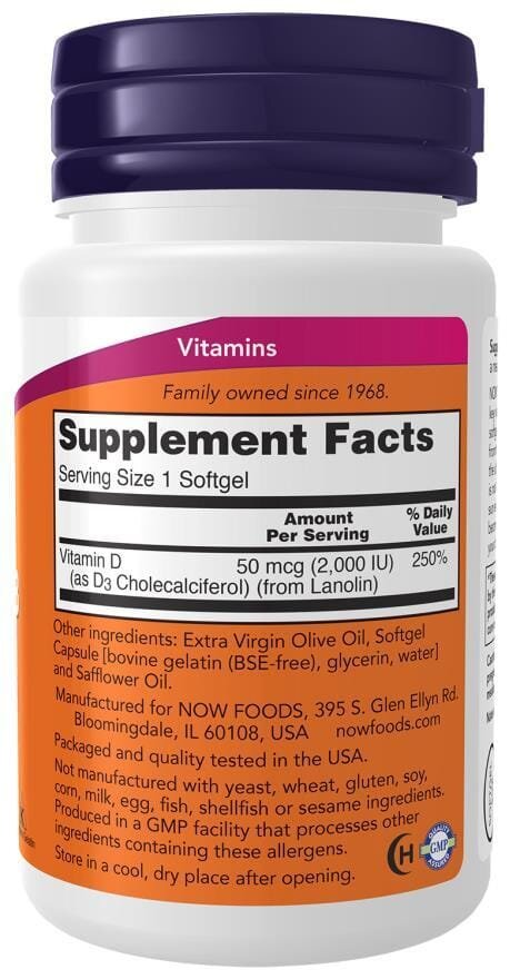 Вітамін Д-3 NOW Vitamin D-3 2000 MО м'які капсули №240