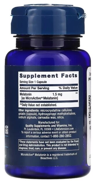Мелатонін Life Extension Melatonin IR/XR, 60 капсул