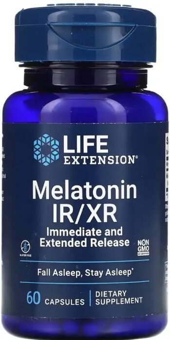 Мелатонін Life Extension Melatonin IR/XR, 60 капсул