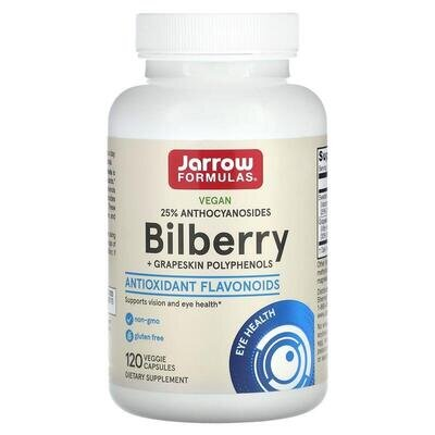 Комплекс чорниці і поліфенолів зі шкірки винограду Jarrow Formulas Bilberry + Grapeskin Polyphenols 280 мг, 120 вегетаріанських капсул