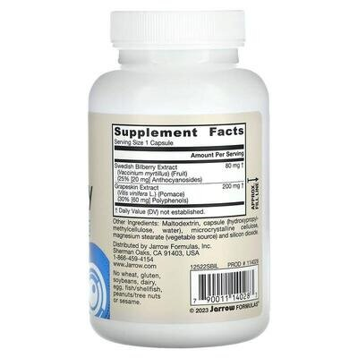 Комплекс чорниці і поліфенолів зі шкірки винограду Jarrow Formulas Bilberry + Grapeskin Polyphenols 280 мг, 120 вегетаріанських капсул