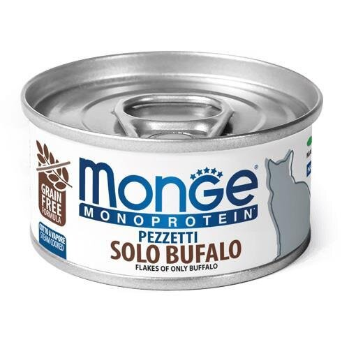 Корм вологий Monge Cat Monoprotein для котів м'ясні пластівці, буйвол, 80 г