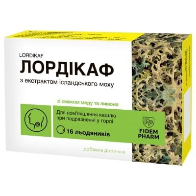Лордікаф Fidem Pharm льодяники зі смаком мед-лимон №16