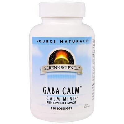ГАМК (гамма-аміномасляна кислота) Source Naturals Gaba Calm зі смаком м'яти, 120 таблеток