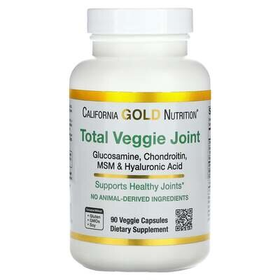 Глюкозамін, хондроїтин, МСМ та гіалуронова кислота California Gold Nutrition Total Veggie Joint, 90 веганських капсул