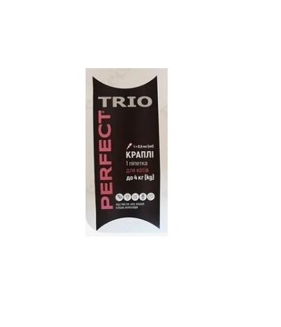 Краплі від бліх та кліщів Perfect Trio для котів до 4 кг, 1 піпетка по 0,6 мл