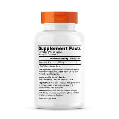 Альфа-ліпоєва кислота Doctor's Best Alpha-Lipoic Acid 600 мг, 60 капсул