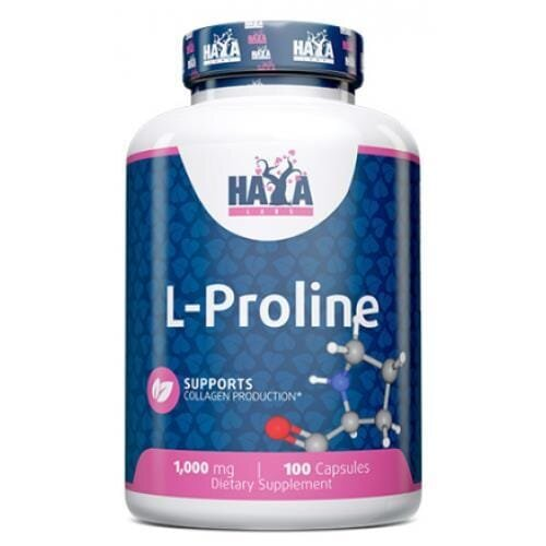 L-пролін Haya Labs L-Proline 1000 мг, 100 капсул