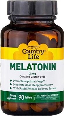 Мелатонін Country Life Melatonin 3 мг, 90 таблеток