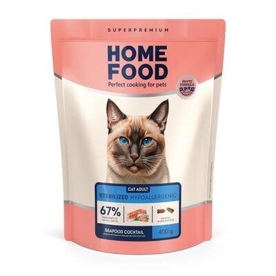 Корм сухий Home Food Hypoallergenic Sterilised для стерилізованих кішок та кастрованих котів, Морський коктейль, 400 г