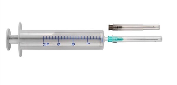 Шприц 20 мл Arterium Гемопласт 2-х компонентний з двома голками 22G (0,7 х 38 мм) та 21G (0,8 х 38 мм), 1 штука