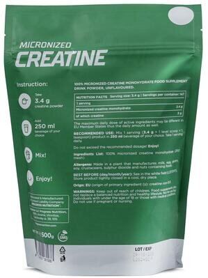 Креатин моногідрат Progress Nutrition Micronized Creatine без смаку, 500 г