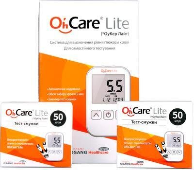 Глюкометр Oh'Care Lite + тест-смужки по 50 штук 2 упаковки, акційний набір